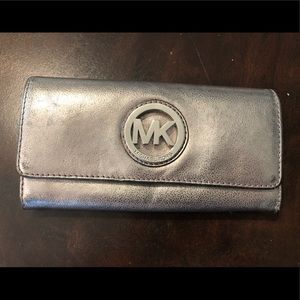 MK Fulton Flap Continental Wallet/Clutch - Nickel